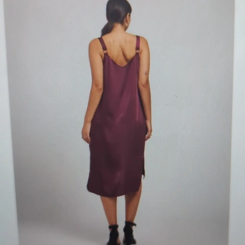NWT Universal Standard Kara Satin Lace Slip Dress Fig Burgundy 4XS US 0
